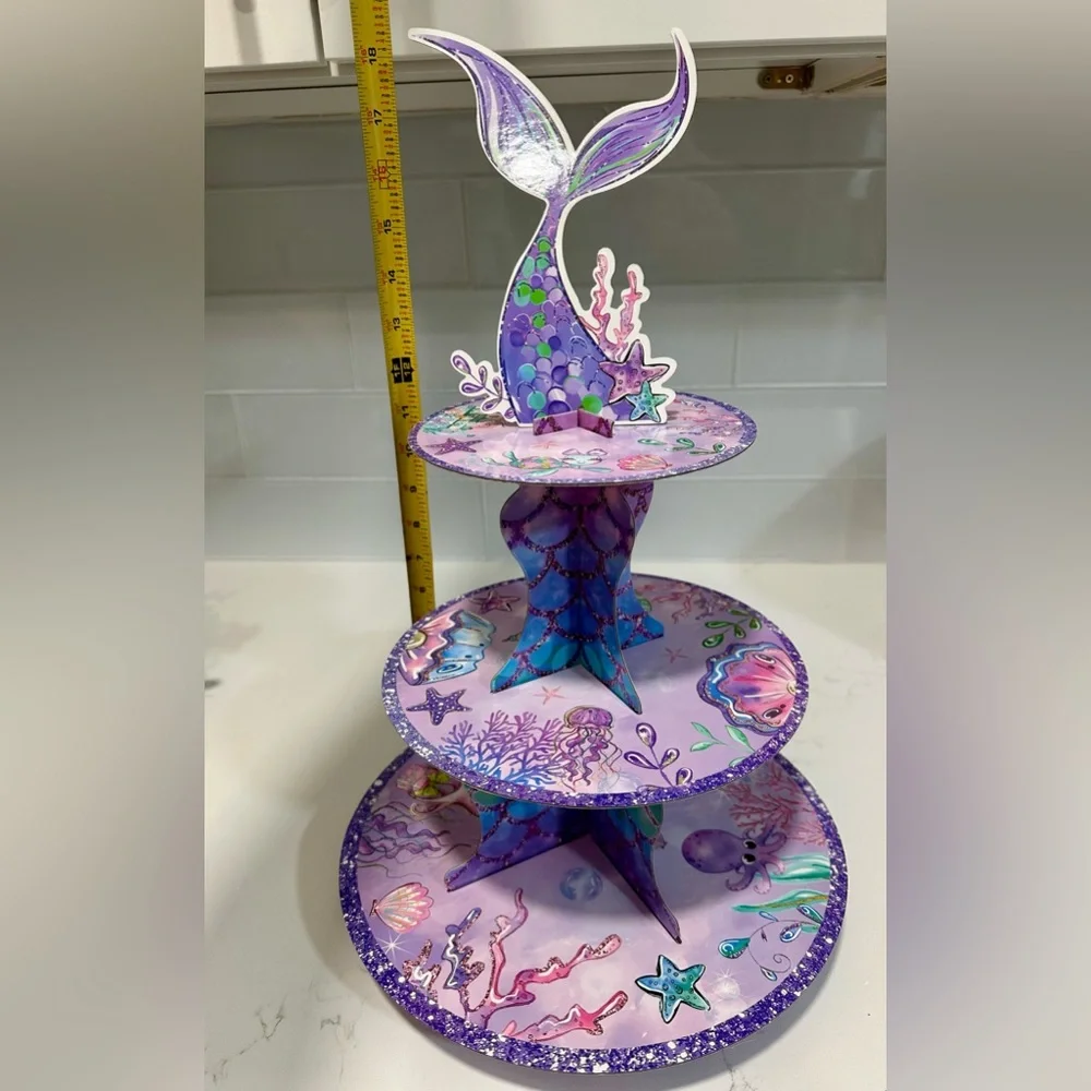Brand New 3-tier mermaid-themed cupcake or dessert stand 18